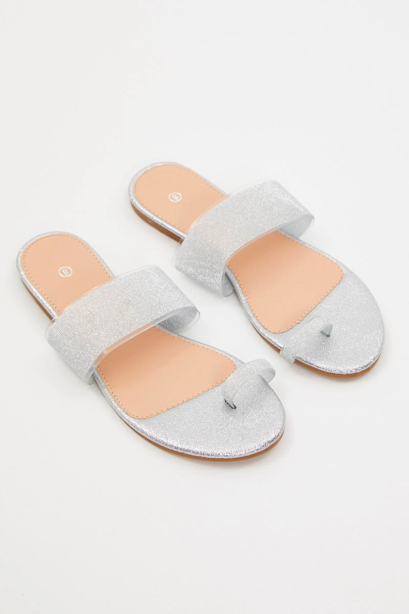 Silver Silver Flat Slides