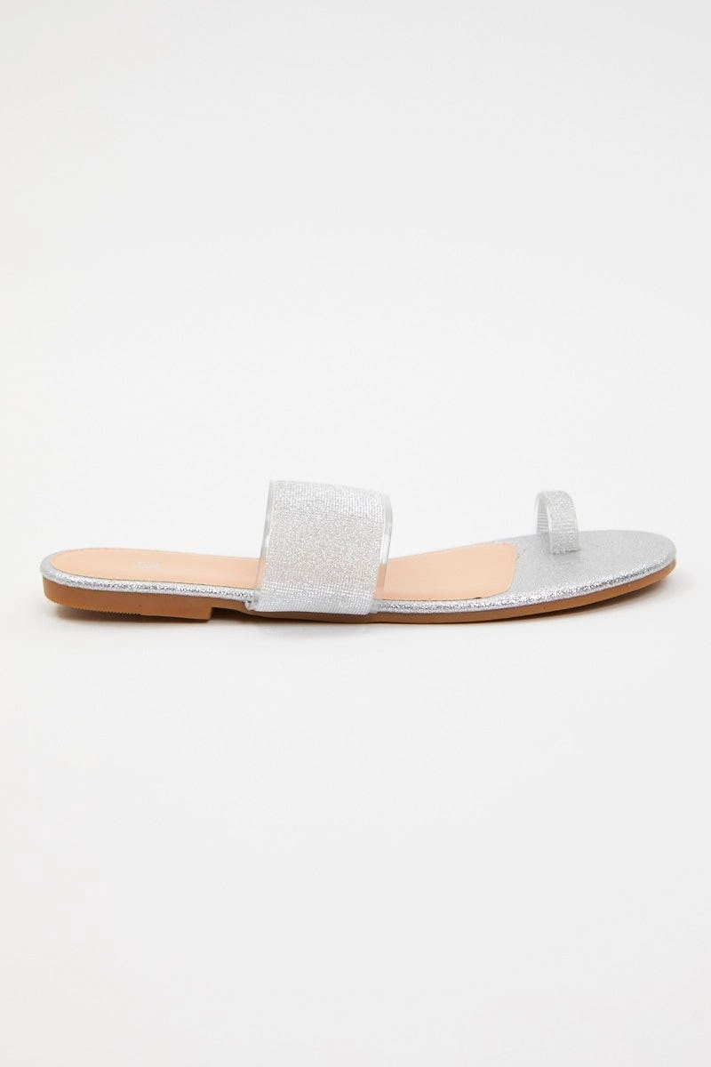 Silver Silver Flat Slides