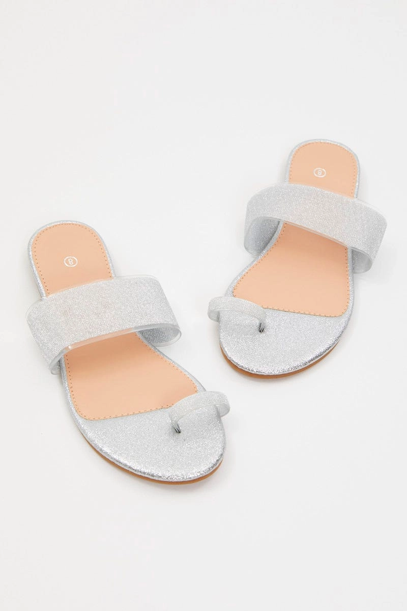 Silver Silver Flat Slides