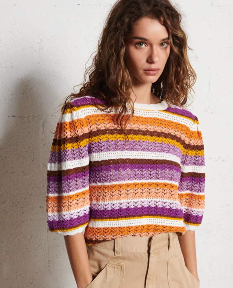 Suncoo Panaca Violet Stripe Crew Knit