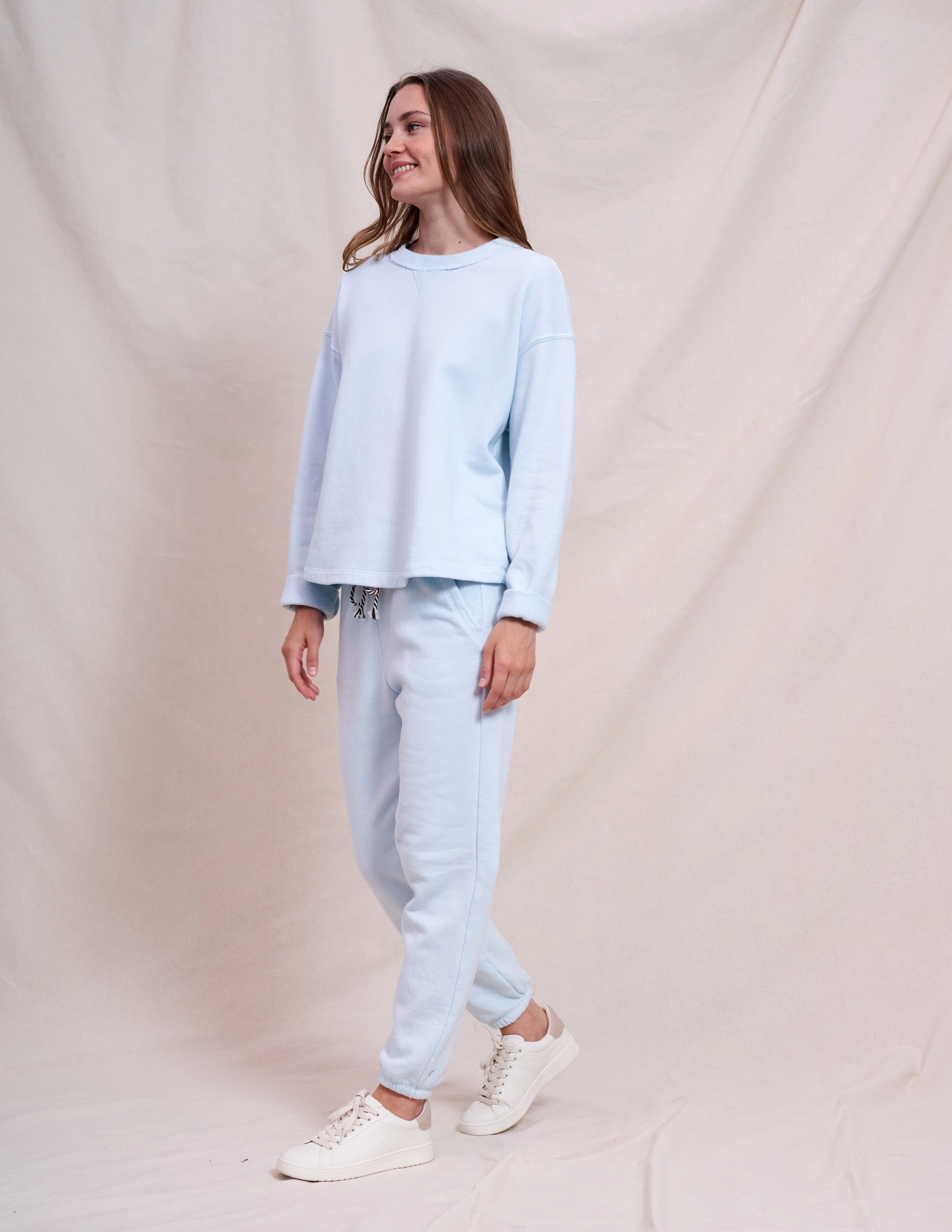 Sundry Rolled Sleeve Pullover in Icicle & Jogger Set in Icicle