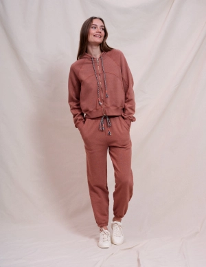 Sundry Seamed Zip Up & Jogger Set in Vintage Rust