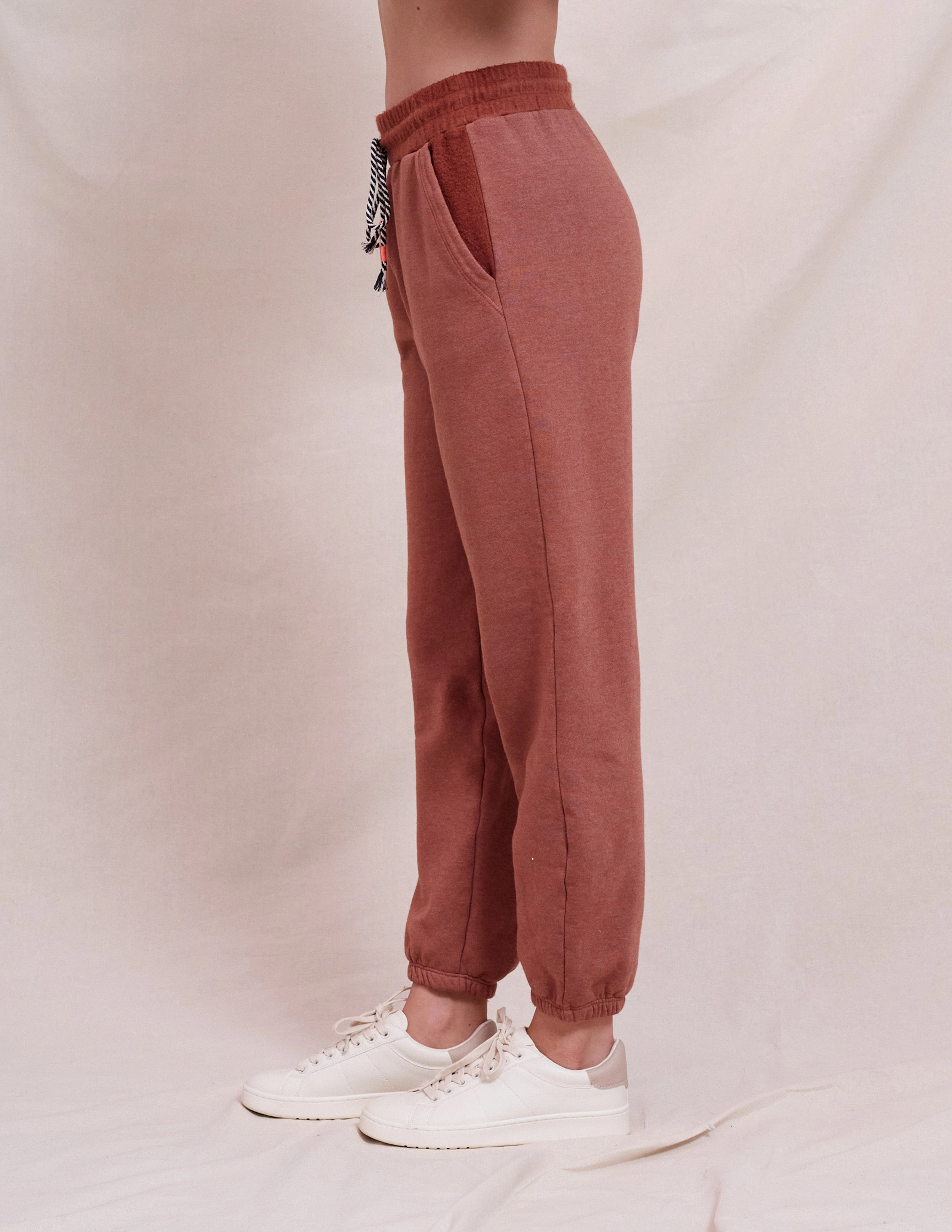 Sundry Seamed Zip Up & Jogger Set in Vintage Rust