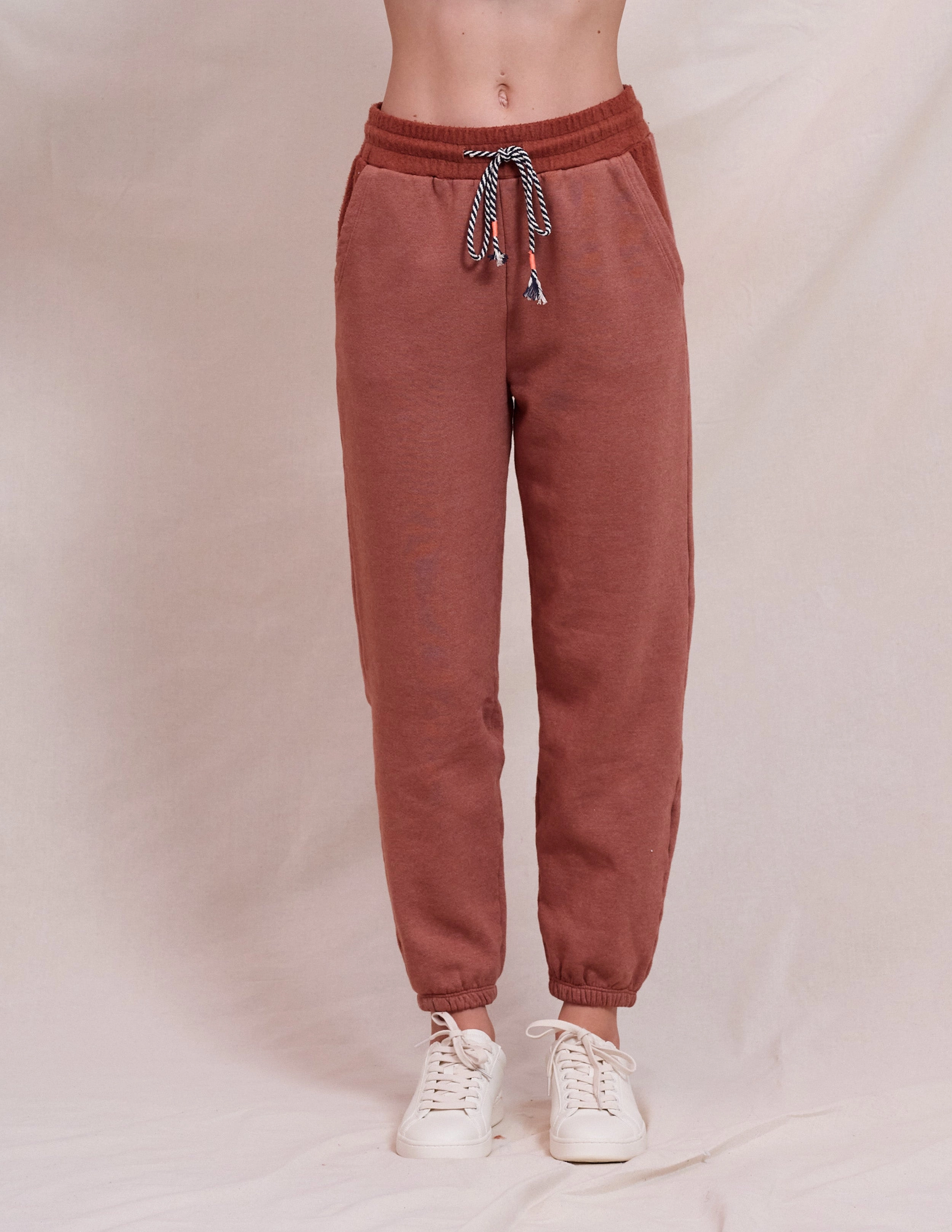 Sundry Seamed Zip Up & Jogger Set in Vintage Rust