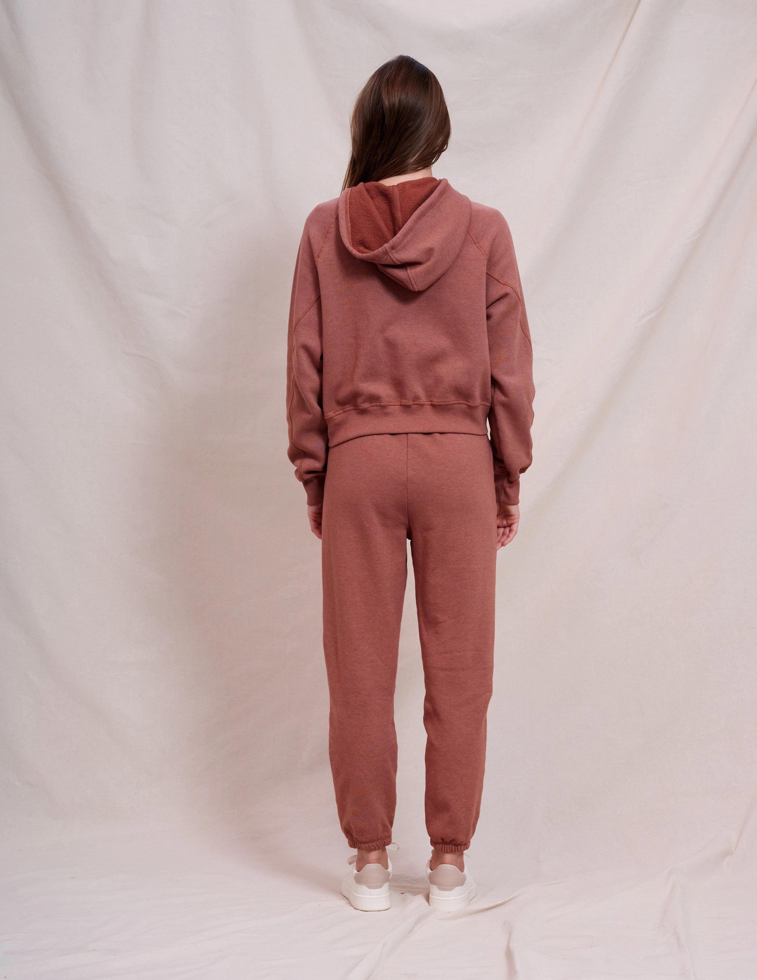 Sundry Seamed Zip Up & Jogger Set in Vintage Rust
