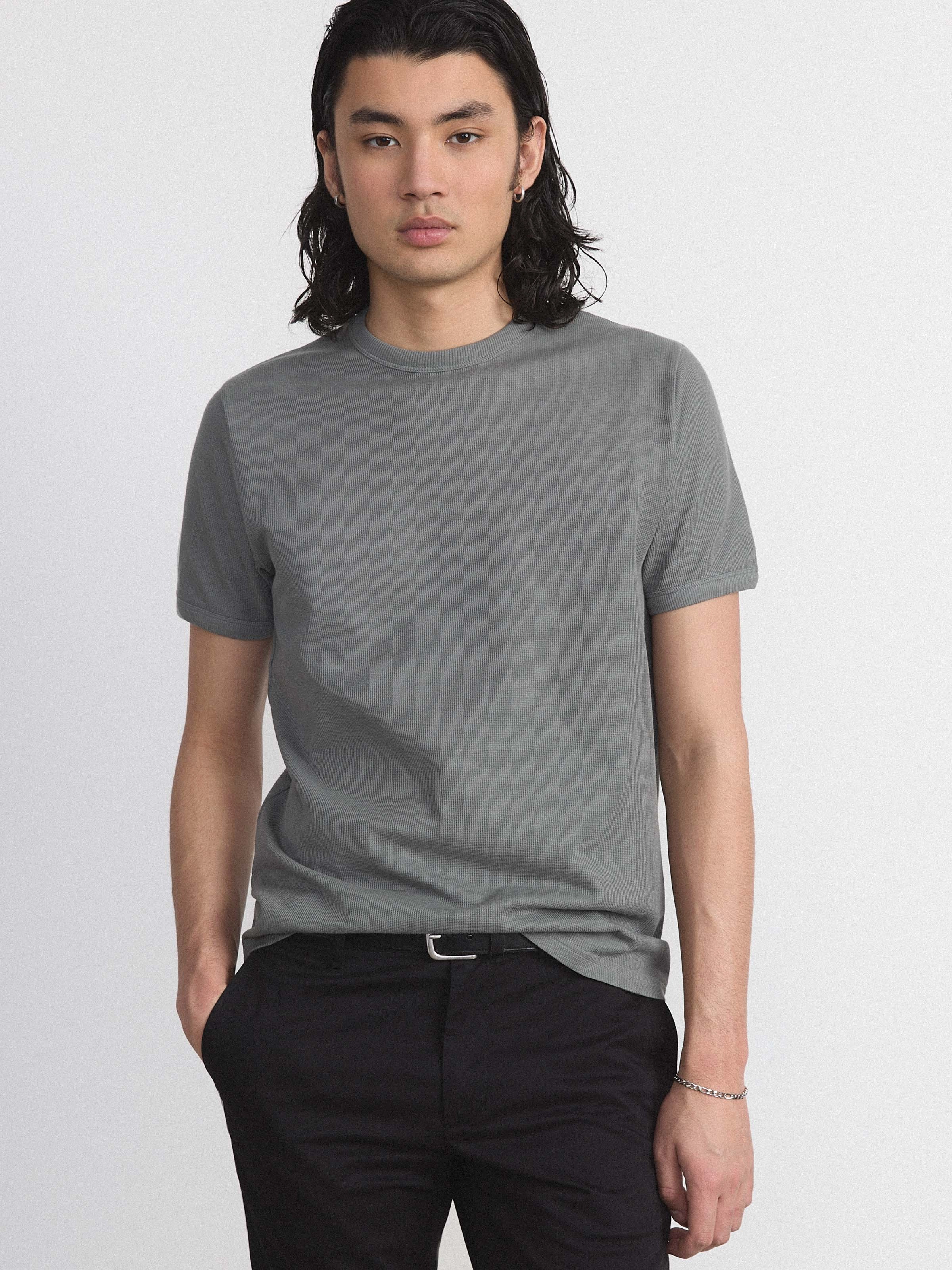 The Short Sleeve Ribbed T-Shirt in Slate