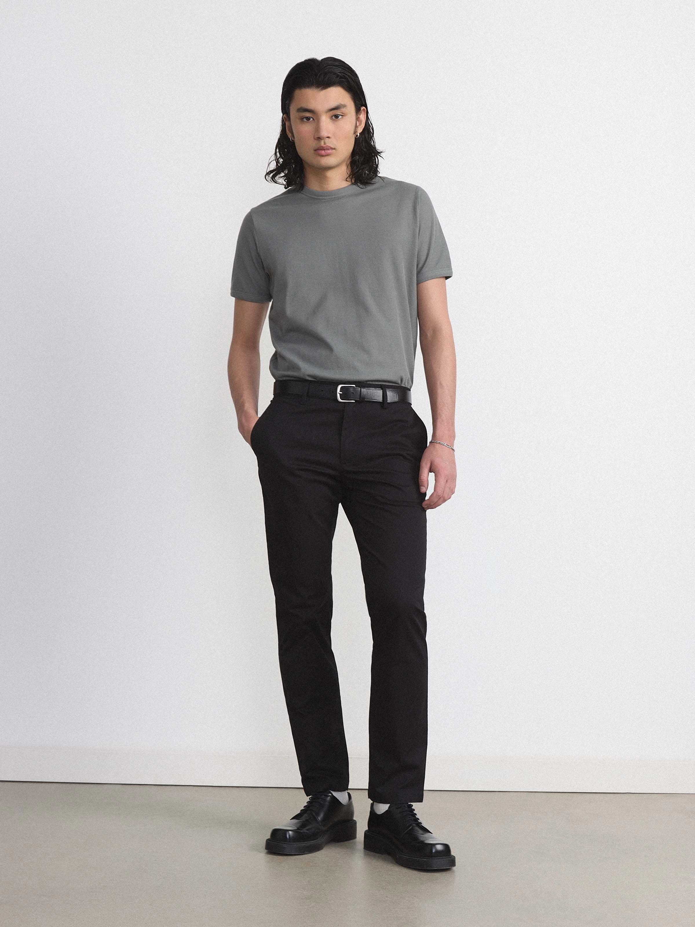 The Short Sleeve Ribbed T-Shirt in Slate
