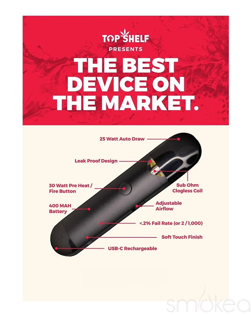 Top Shelf Hemp 2g Live Resin Blend Disposable Vape - Platinum Cookies