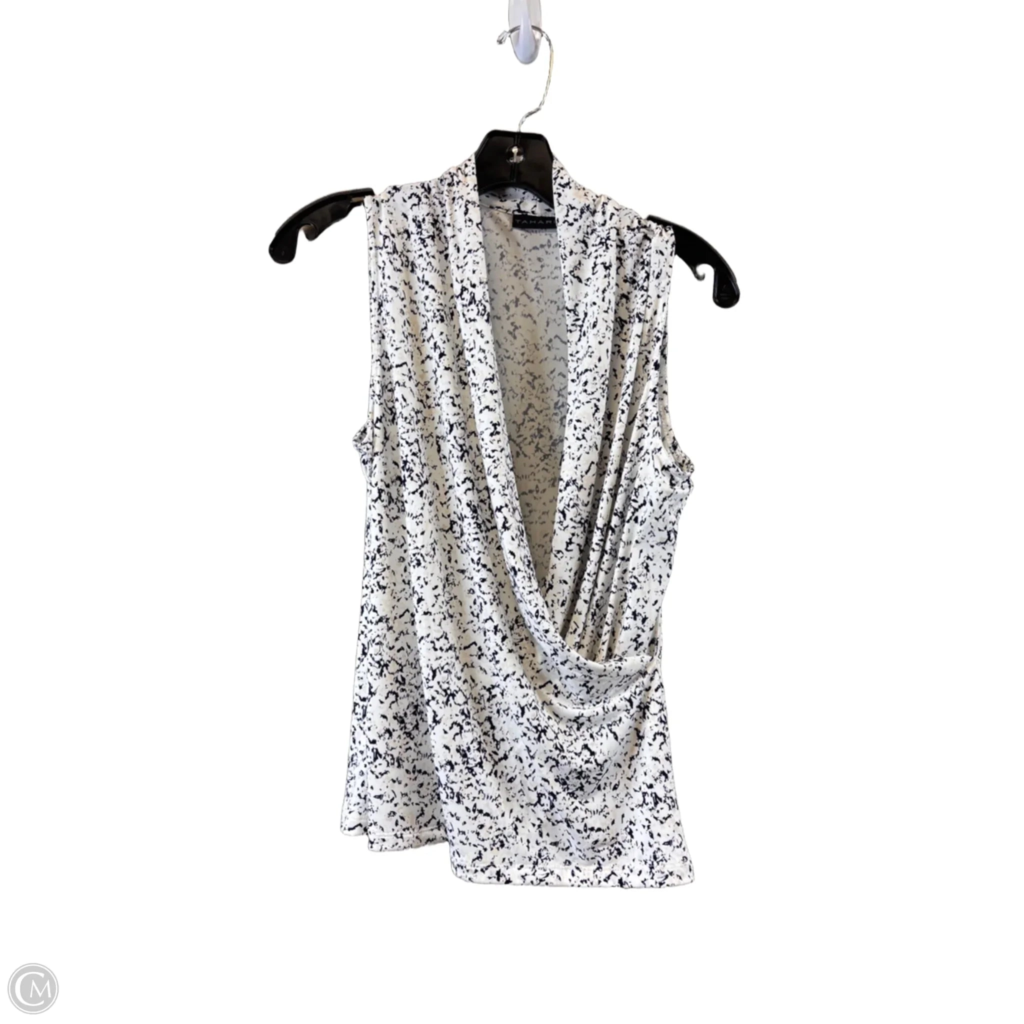 Top Sleeveless Basic By T Tahari In Blue & White, Size: L