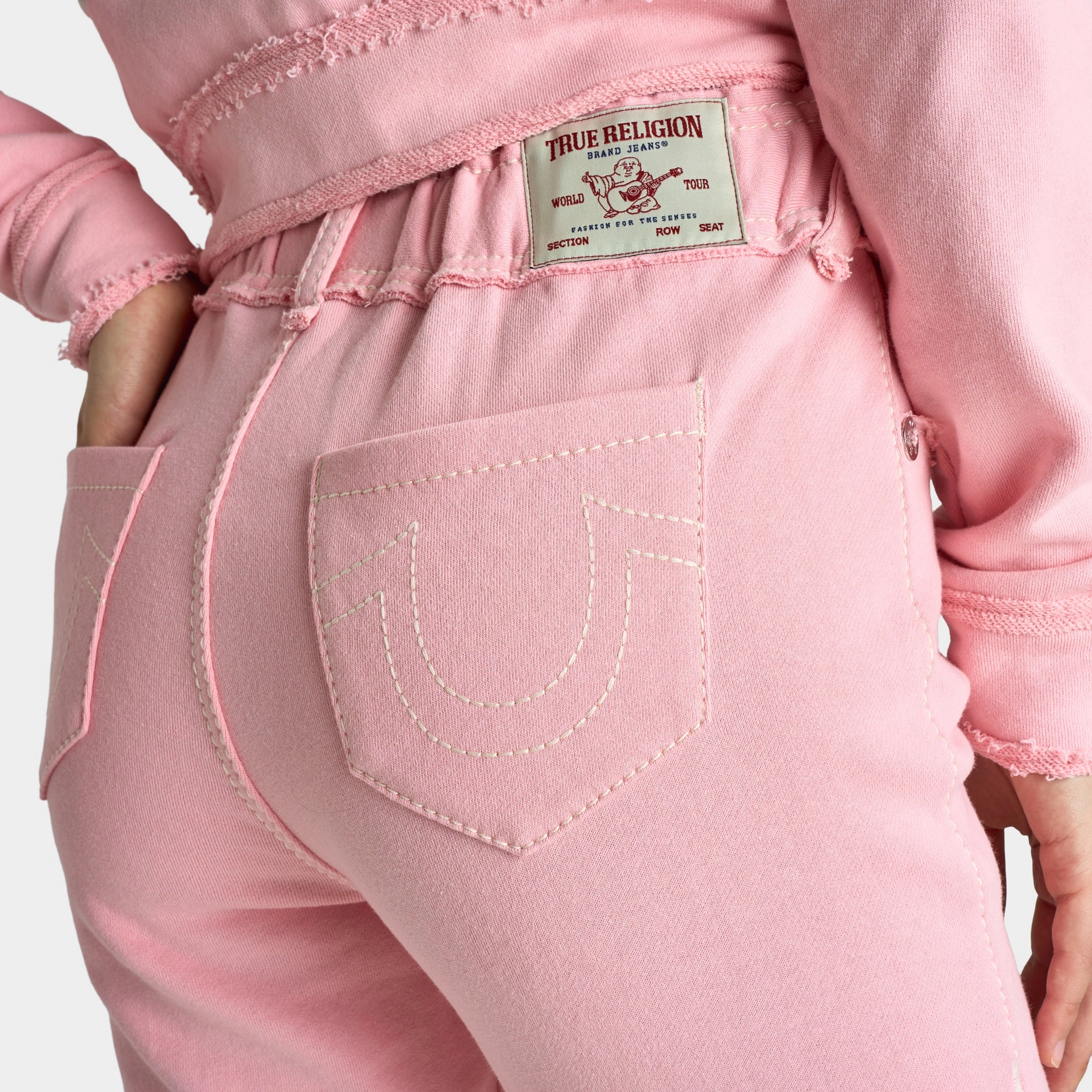 True Religion Wash Raw Edge Big T Track Pants / Candy Pink