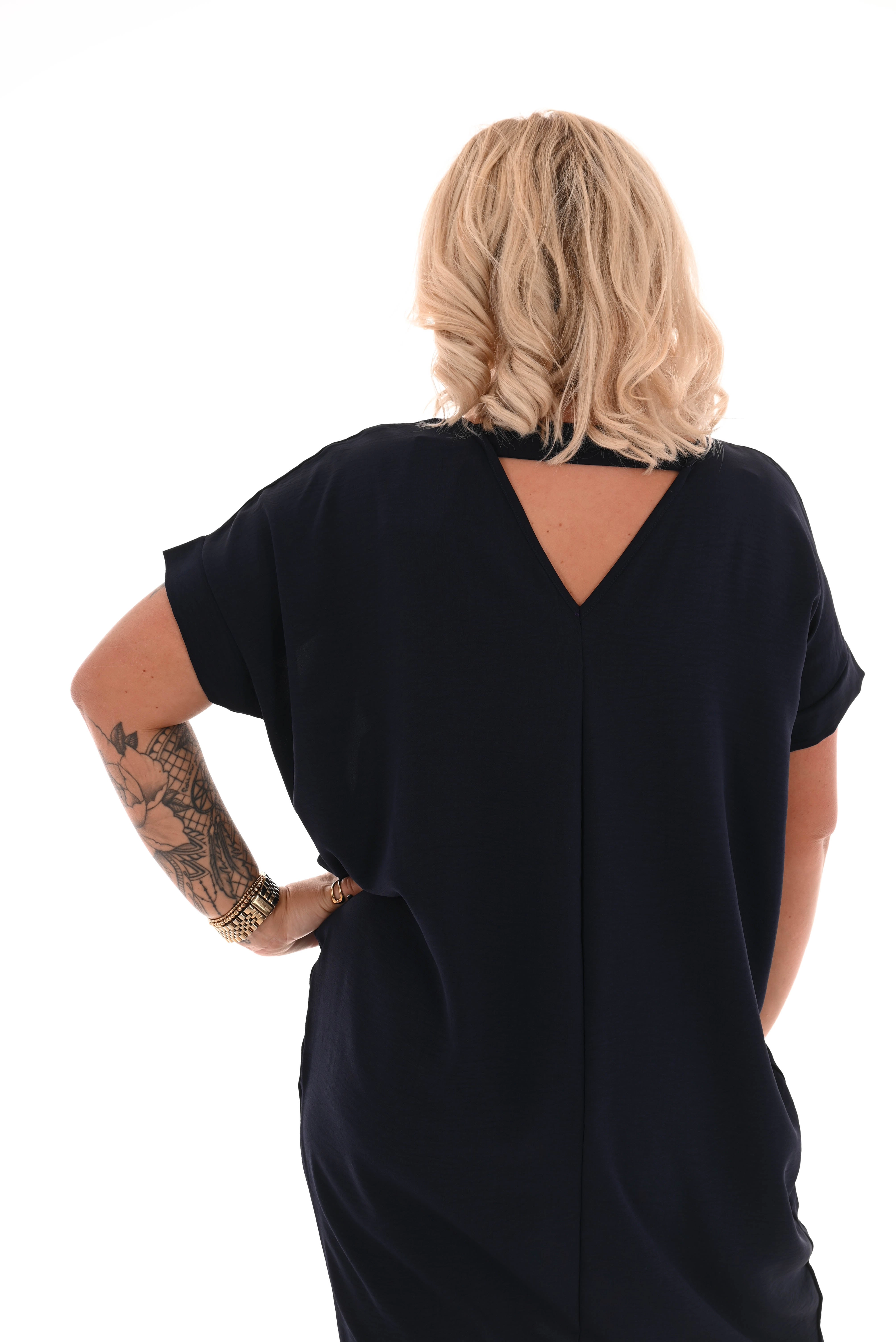 Tuniek v-rug uni marineblauw