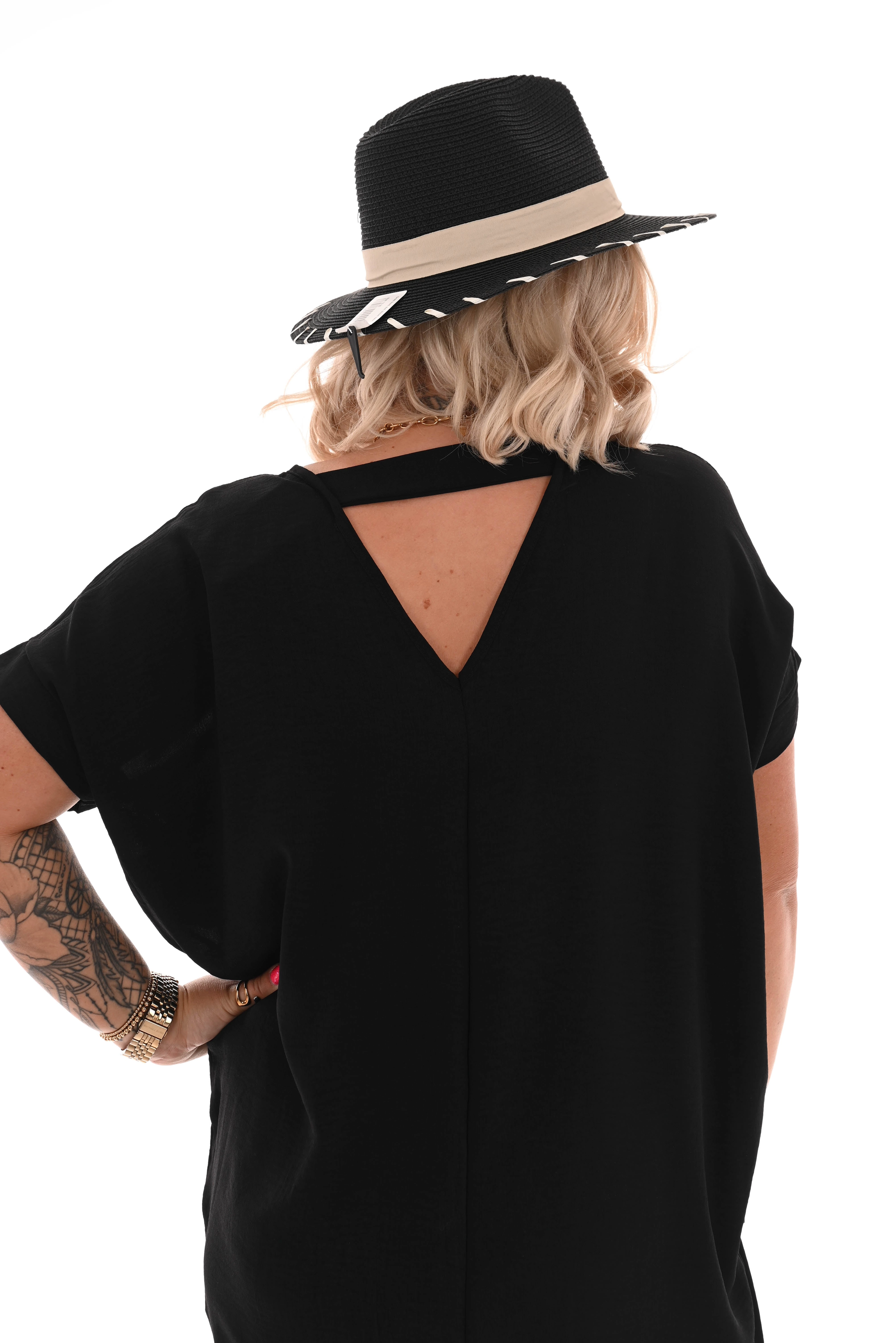 Tuniek v-rug uni zwart