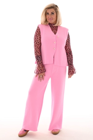 Tweedelig gilet set roze