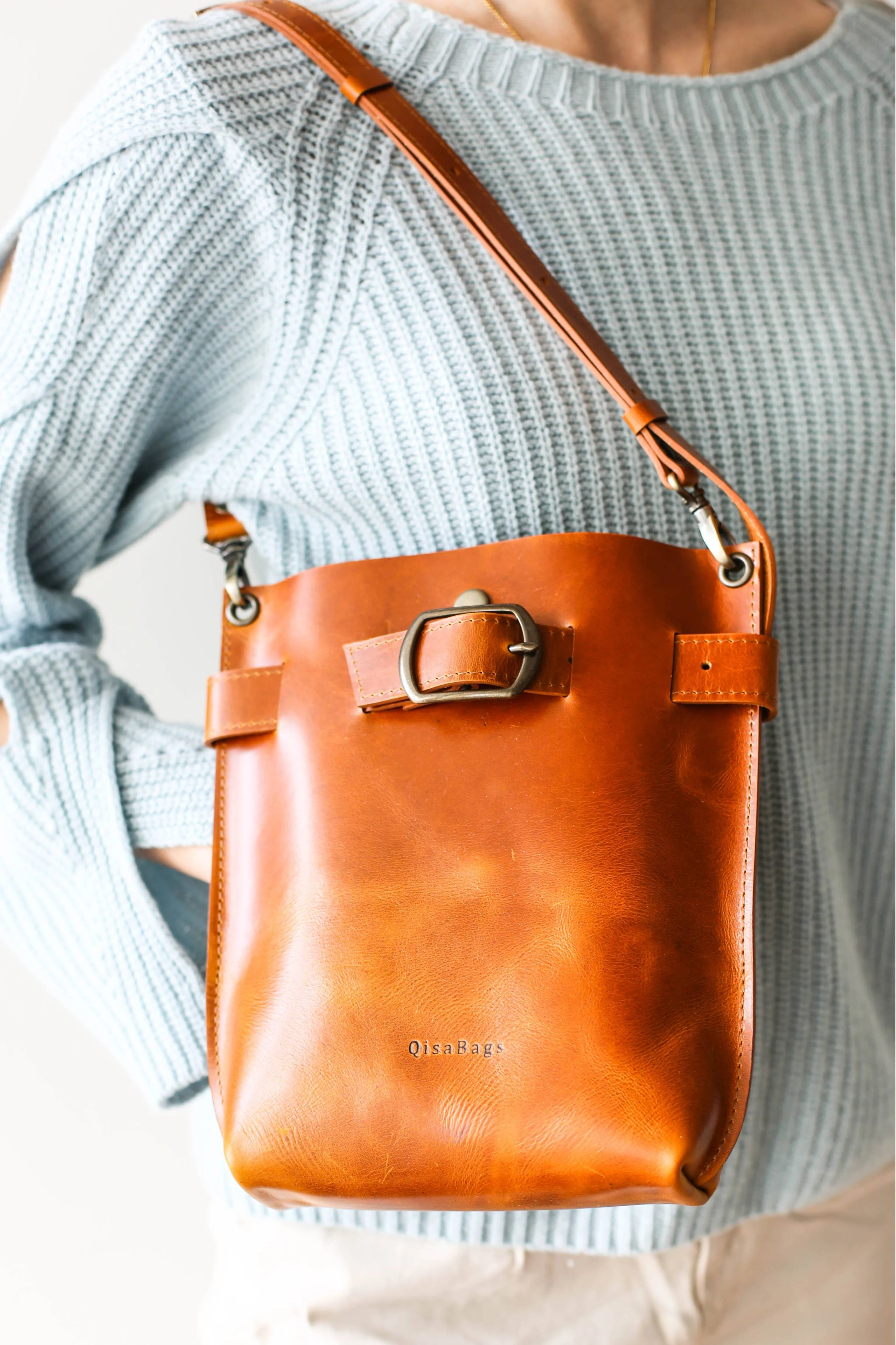 Valentina Cognac Brown Leather Bag