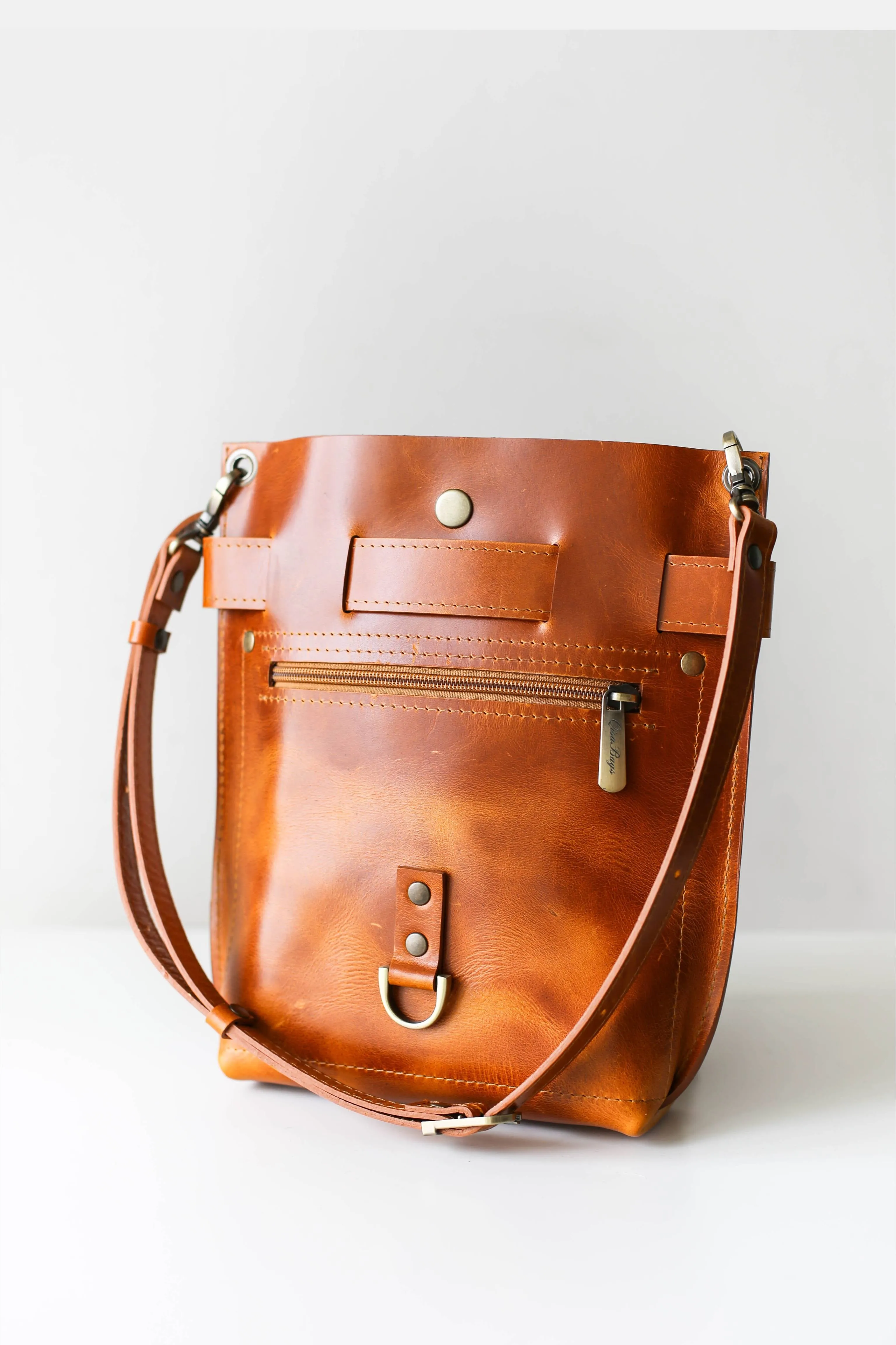 Valentina Cognac Brown Leather Bag