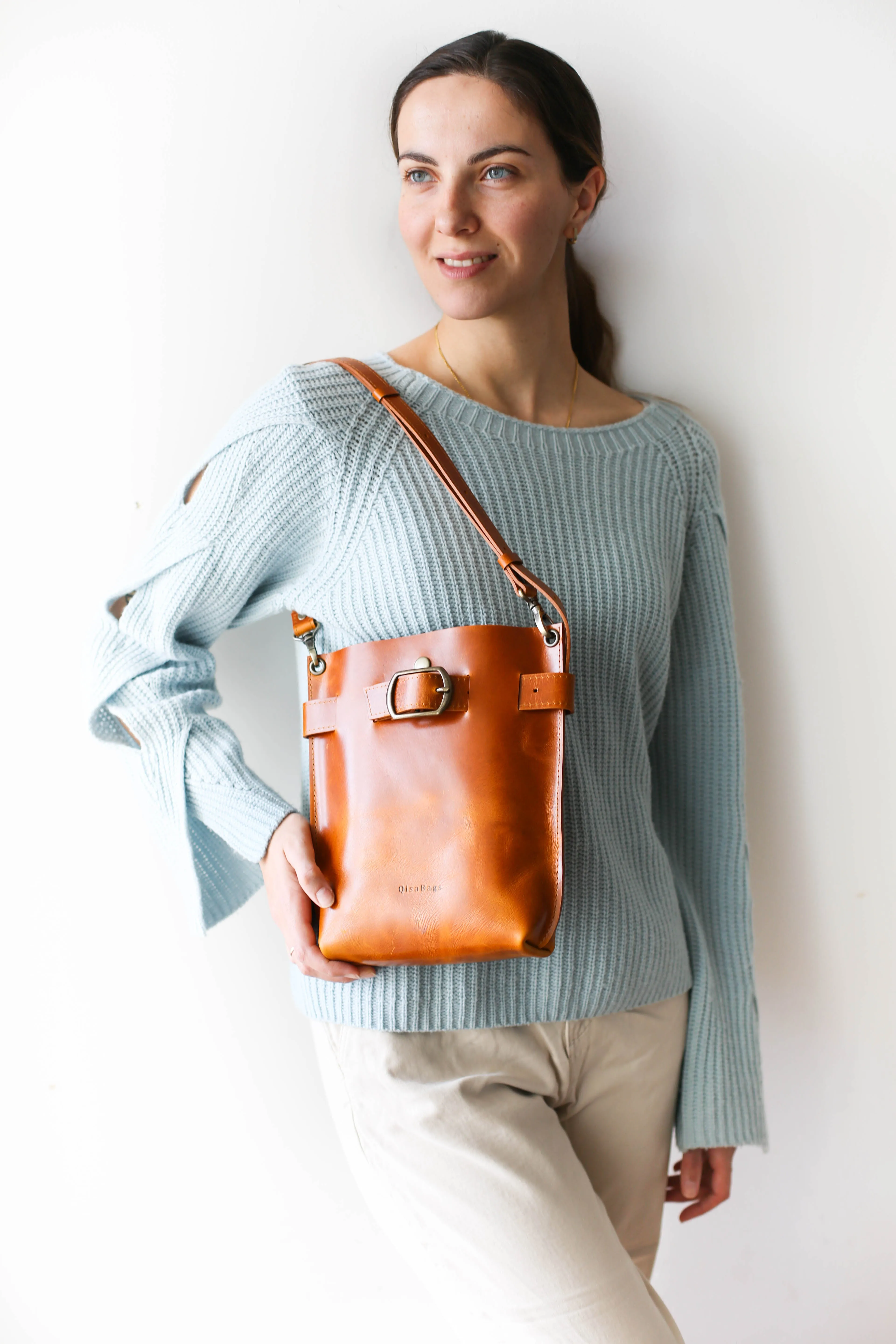 Valentina Cognac Brown Leather Bag