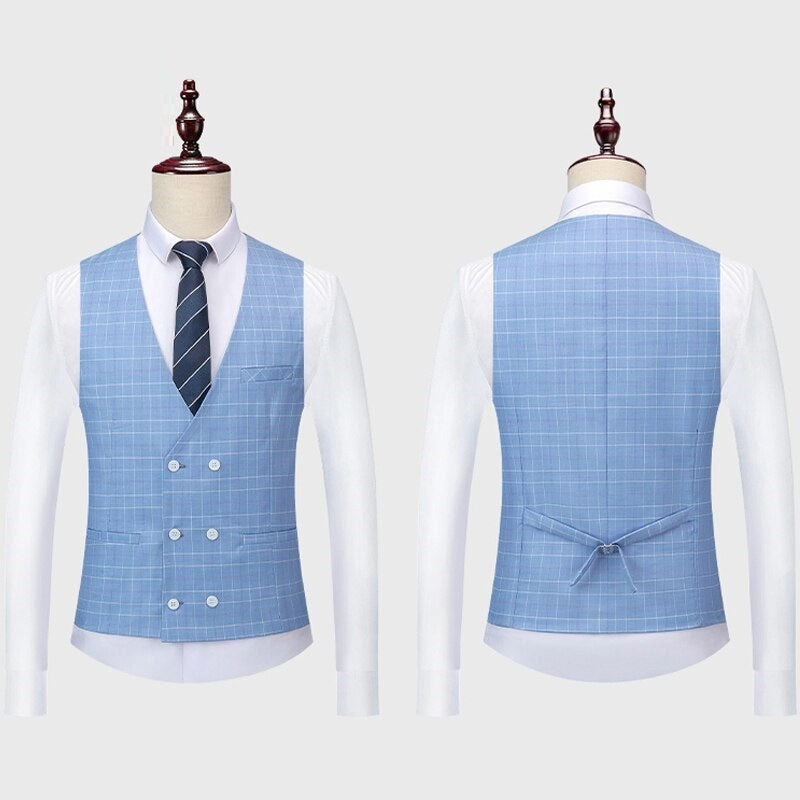 West Louis™ Designer Plaid Formal Elegant Tailored Suit