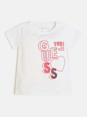 White Pink Guess Logo T-Shirt (2-7)