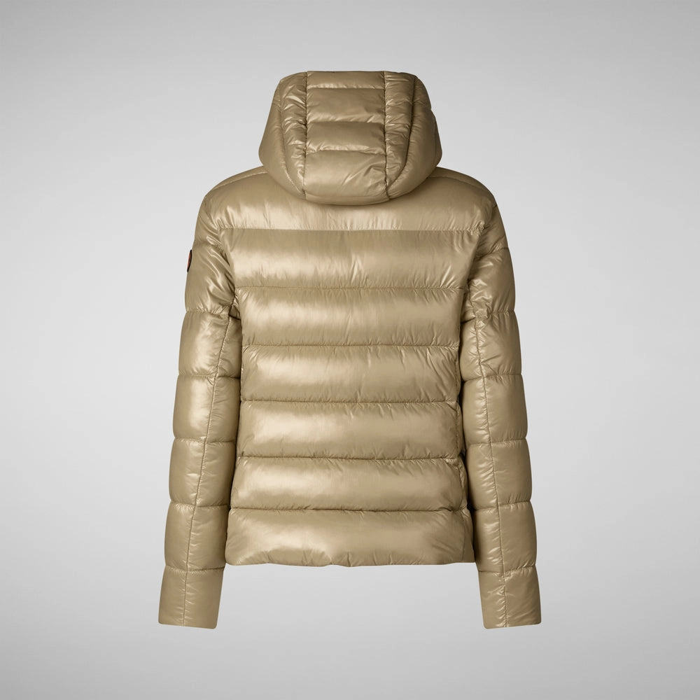 Women's Cosmary Hooded Puffer Jacket in Wood Beige