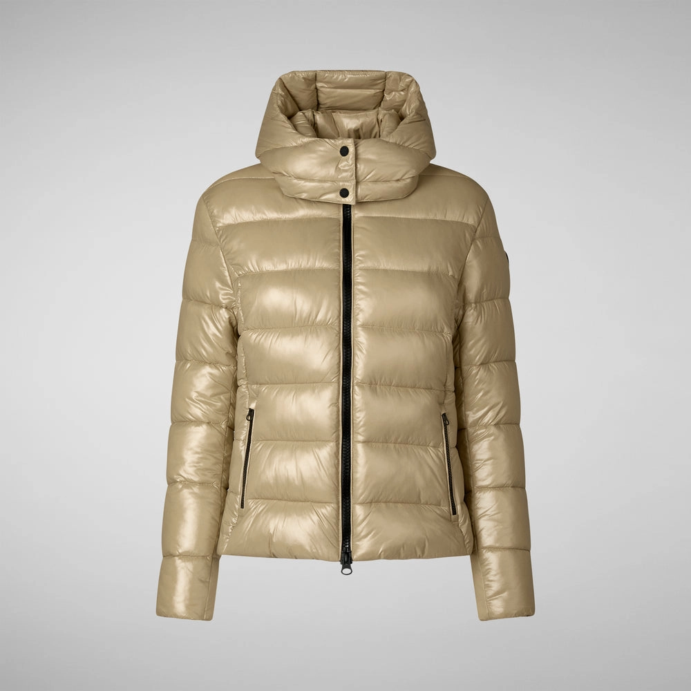 Women's Cosmary Hooded Puffer Jacket in Wood Beige