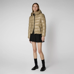 Women's Cosmary Hooded Puffer Jacket in Wood Beige
