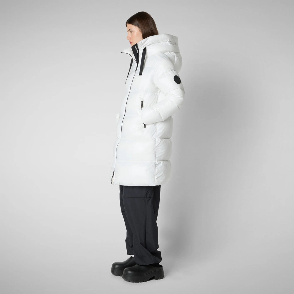 Women's Isabel Hooded Puffer Coat in Off White