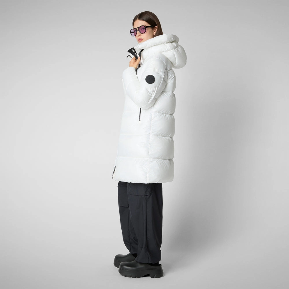 Women's Isabel Hooded Puffer Coat in Off White