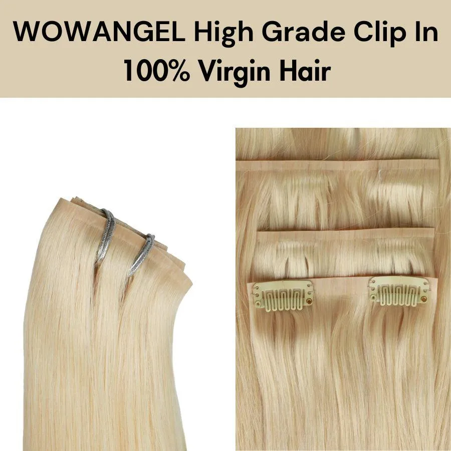 WOWANGEL 613# Blonde Seamless Clip Ins Hair Extensions Straight