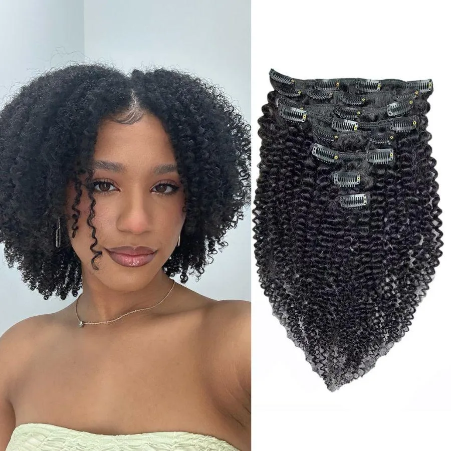 WOWANGEL Classic Lace Weft Clip Ins Hair Extensions Straight/Body Wave/Kinky Straight/Kinky Curly