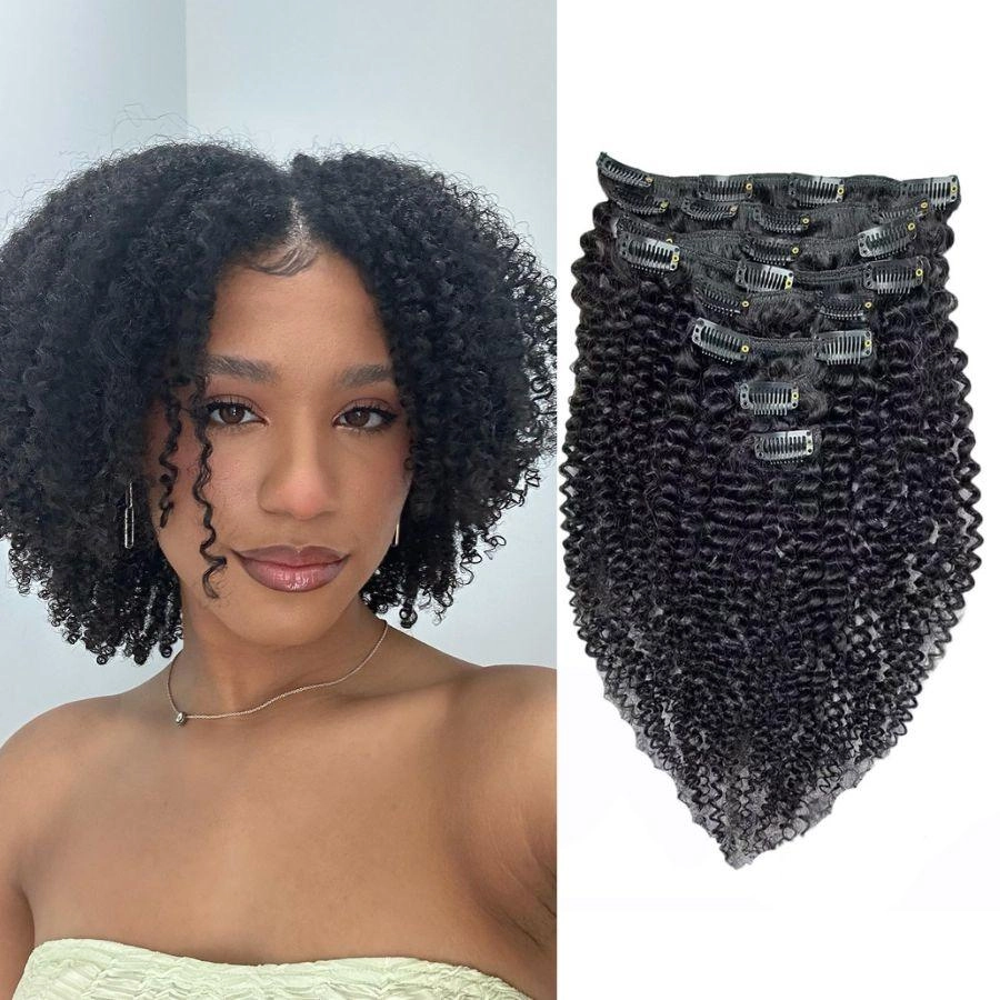 WOWANGEL Classic Lace Weft Clip Ins Hair Extensions Straight/Body Wave/Kinky Straight/Kinky Curly