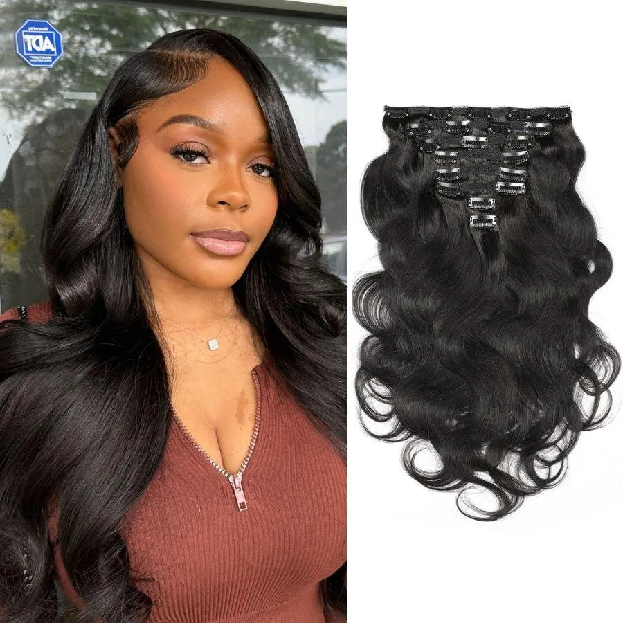 WOWANGEL Classic Lace Weft Clip Ins Hair Extensions Straight/Body Wave/Kinky Straight/Kinky Curly