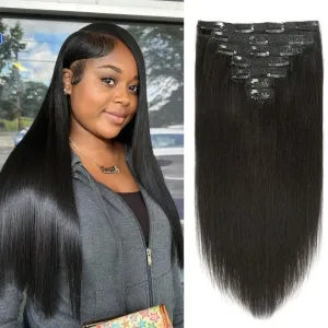 WOWANGEL Classic Lace Weft Clip Ins Hair Extensions Straight/Body Wave/Kinky Straight/Kinky Curly