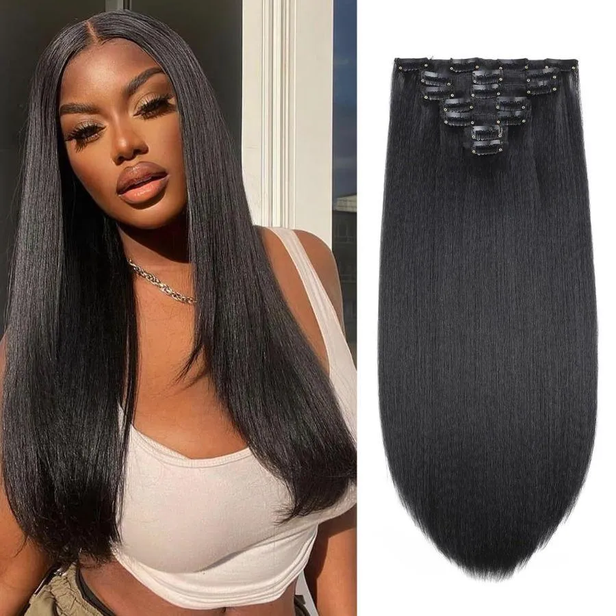 WOWANGEL Classic Lace Weft Clip Ins Hair Extensions Straight/Body Wave/Kinky Straight/Kinky Curly