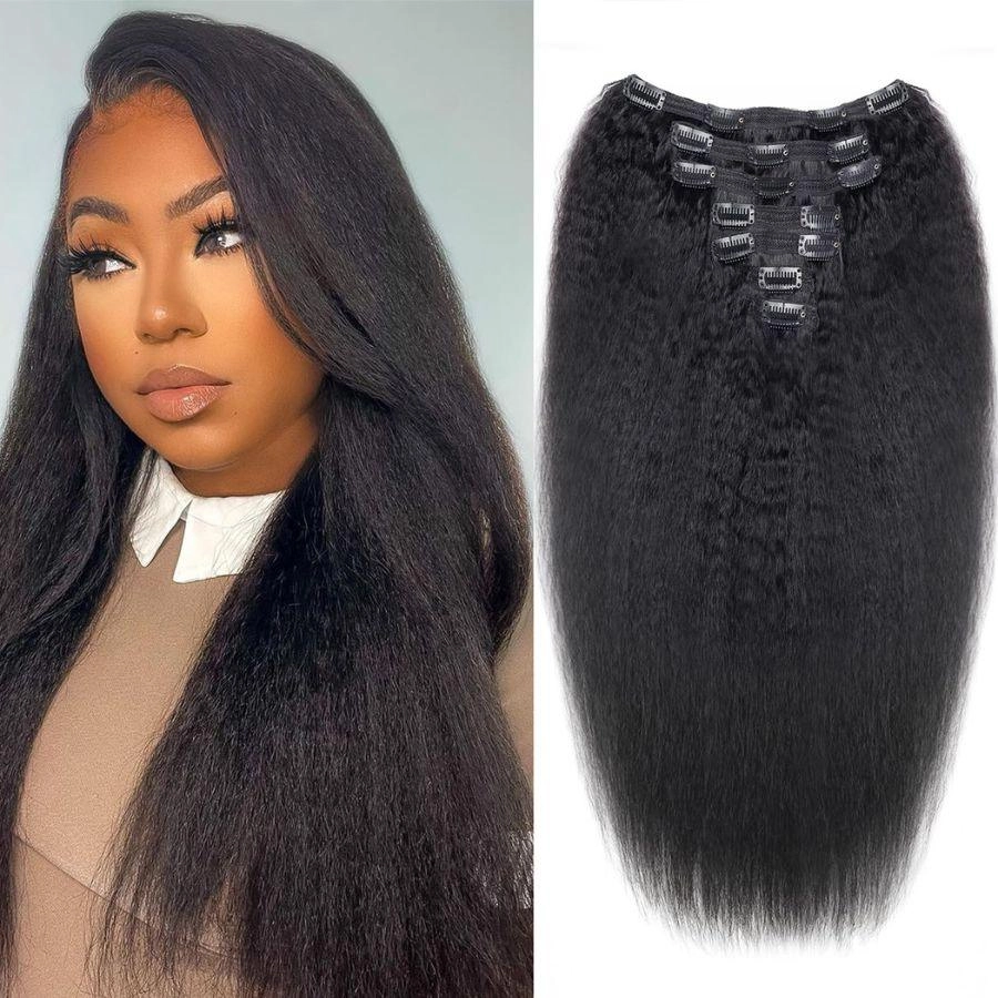 WOWANGEL Classic Lace Weft Clip Ins Hair Extensions Straight/Body Wave/Kinky Straight/Kinky Curly