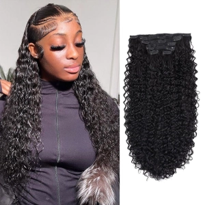 WOWANGEL Kinky Curly Classic Lace Weft Clip Ins Hair Extensions | USA Overnight Shipping