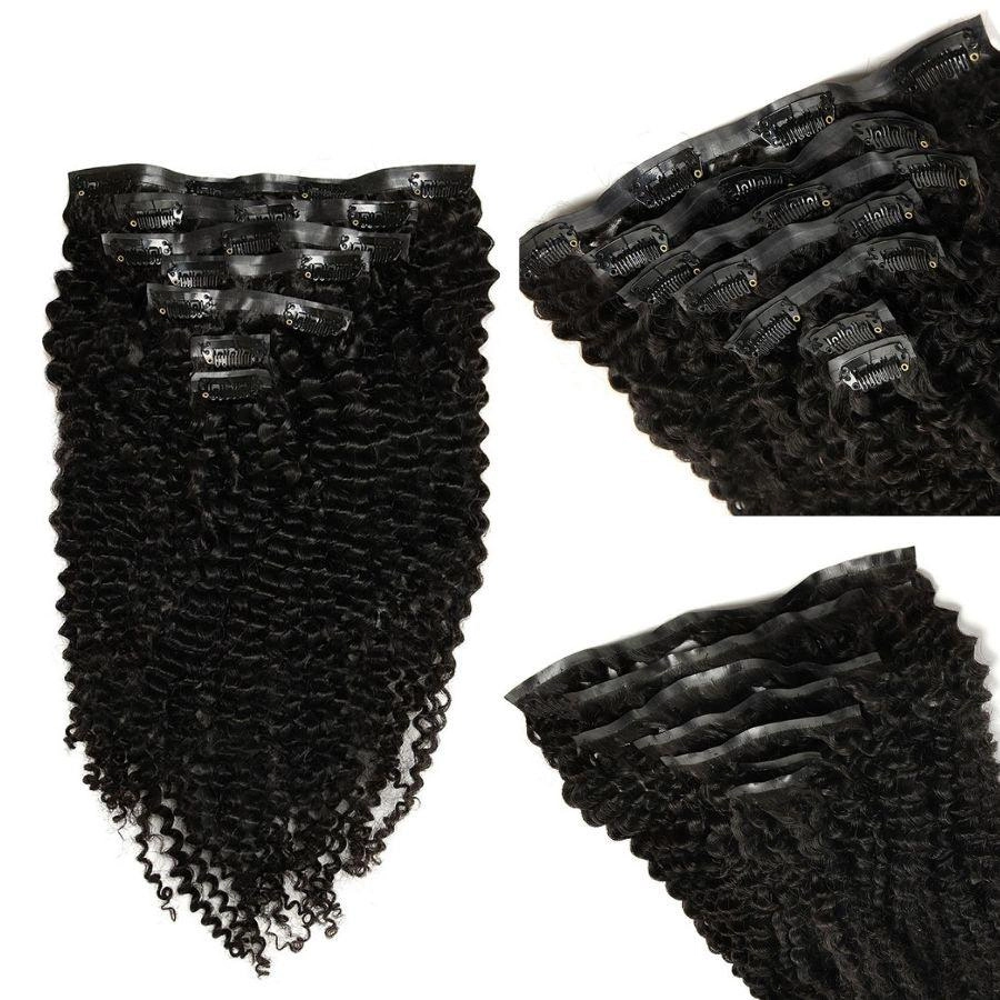 WOWANGEL Kinky Curly Seamless Clip Ins Hair Extensions