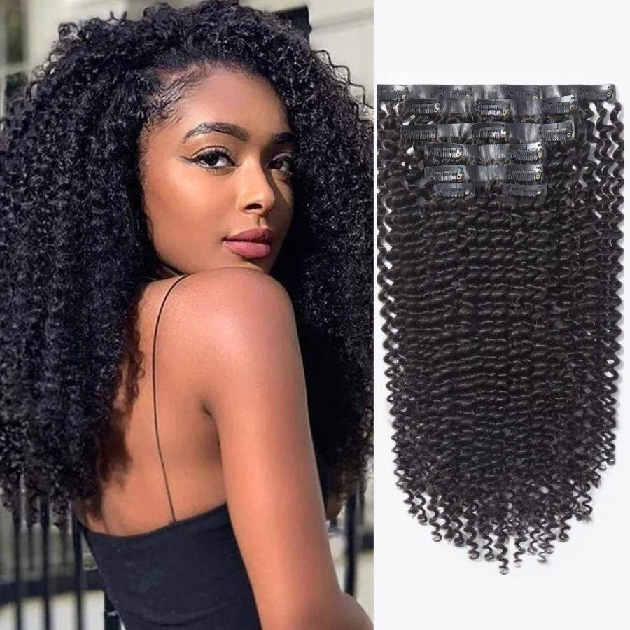WOWANGEL Kinky Curly Seamless Clip Ins Hair Extensions
