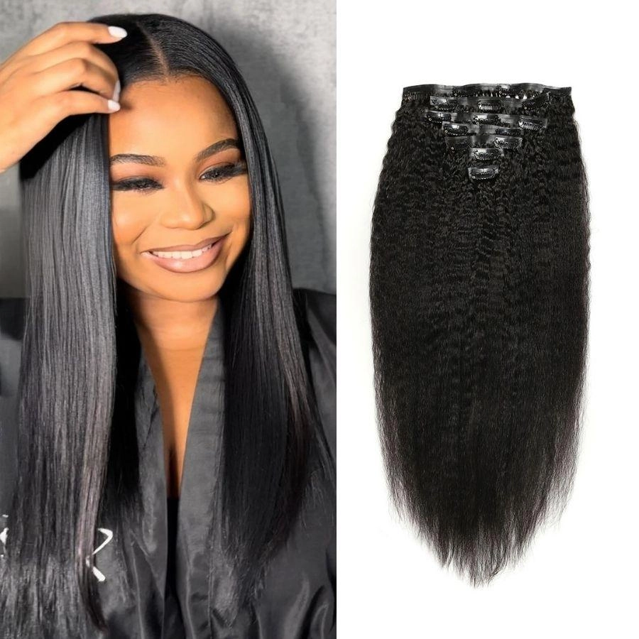 WOWANGEL Kinky Straight Seamless Clip Ins Hair Extensions