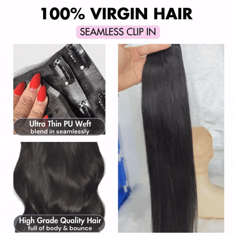 WOWANGEL Kinky Straight Seamless Clip Ins Hair Extensions