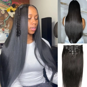 WOWANGEL Straight Seamless Clip Ins Hair Extensions