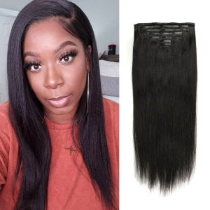 WOWANGEL Yaki Straight Seamless Clip Ins Hair Extensions