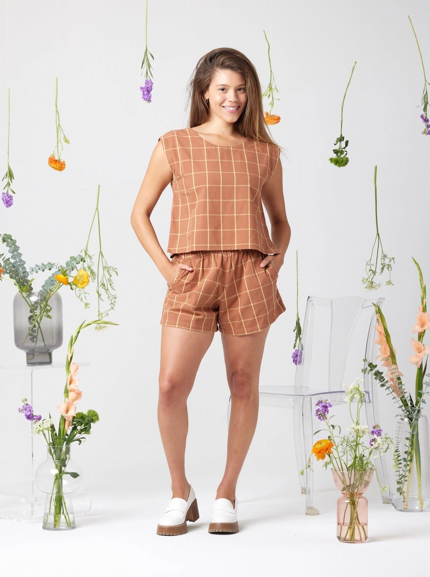 Xyla Tank Top - Walnut Plaid