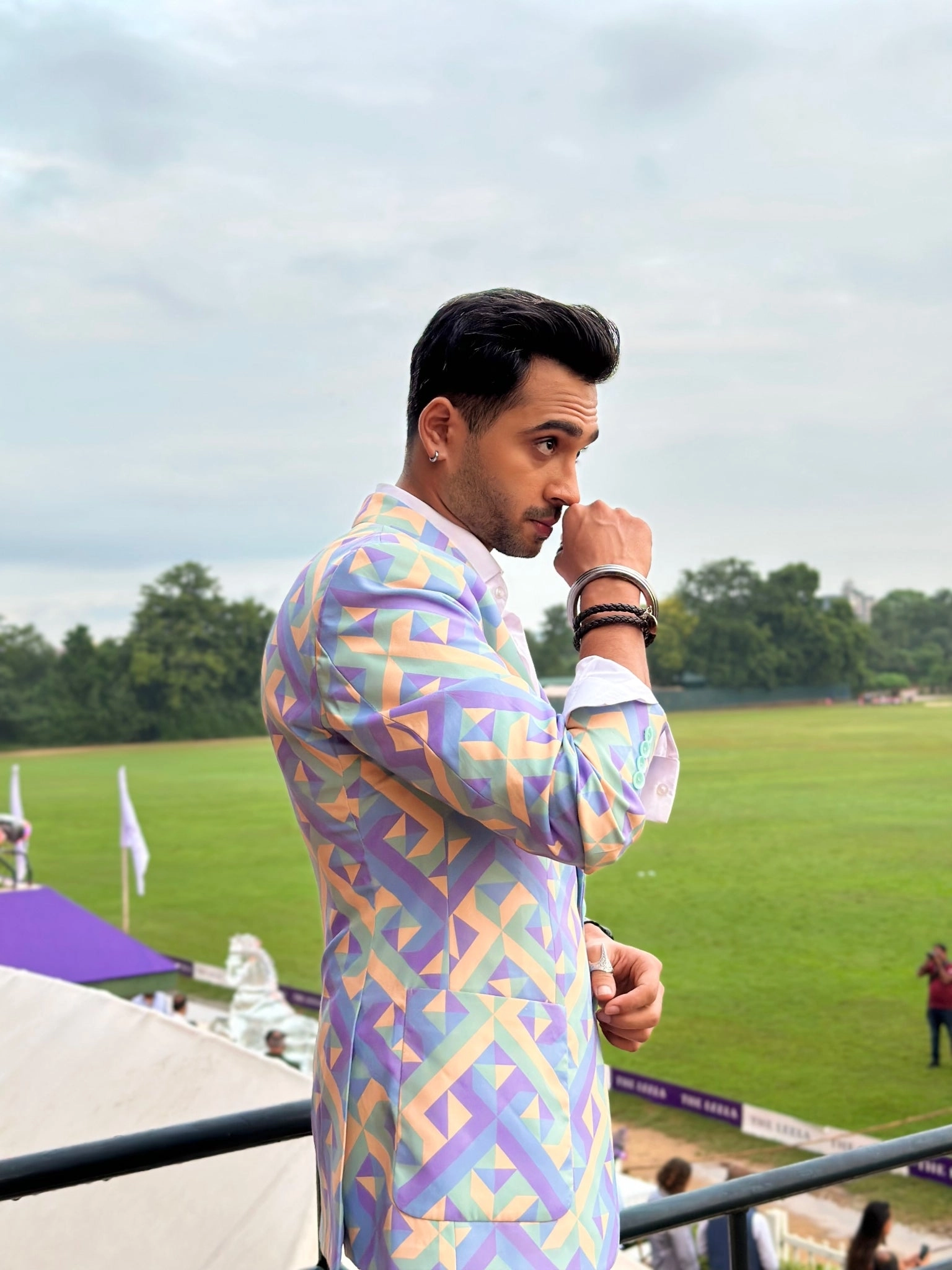 Yashvardhan Shah in Geometric Printed  Single Breasted Suit from Retro-Spection Collection